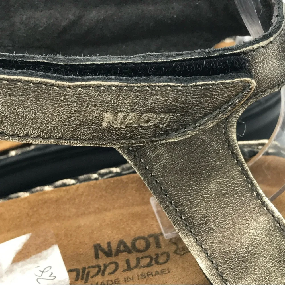 NAOT Cymbal Metallic Gladiator Ankle Strap Flat‎ Leather Sandals Sz 42 US 11 EUC